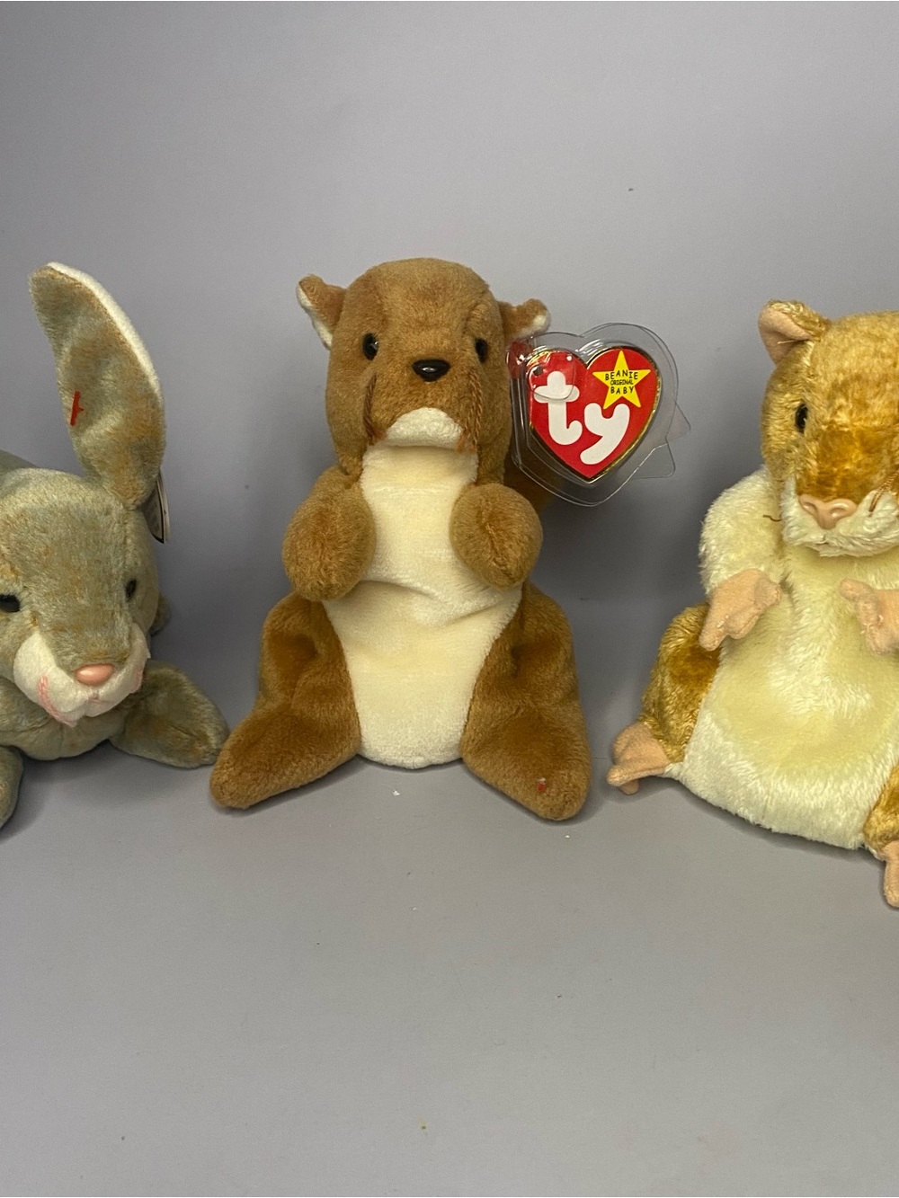 Ty Beanie Babies Nibbly The Bunny, Nuts The SquirrelPellet the Hamster Lot Of 3